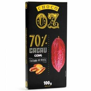 CHOCO OZ 70% CACAU COM CASTANHA DO BRASIL 100GR