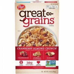 POST GREAT GRAINS CEREAL CRANBERRY ALMOND CRUNCH 396GR
